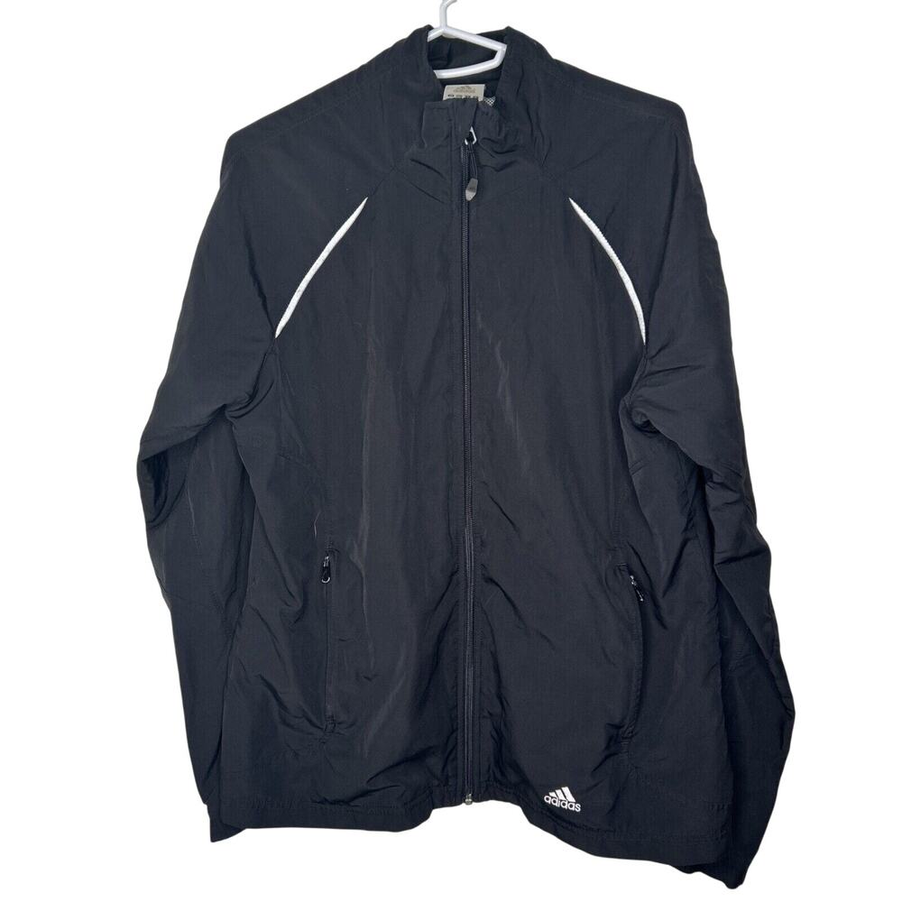 Adidas Black Mesh Lined Zip Up Hoodie Windbreaker Jacket Adult Size L